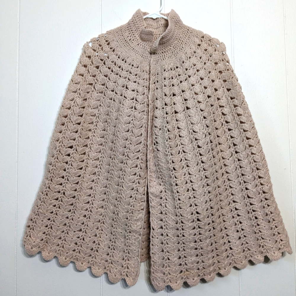 Vintage hand crochet shawl poncho
